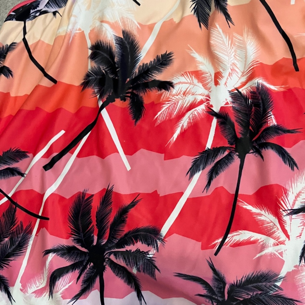 Womens Bathing Suit Top Tankini XXL Tropical Palm Trees Pink - Picture 3 of 7